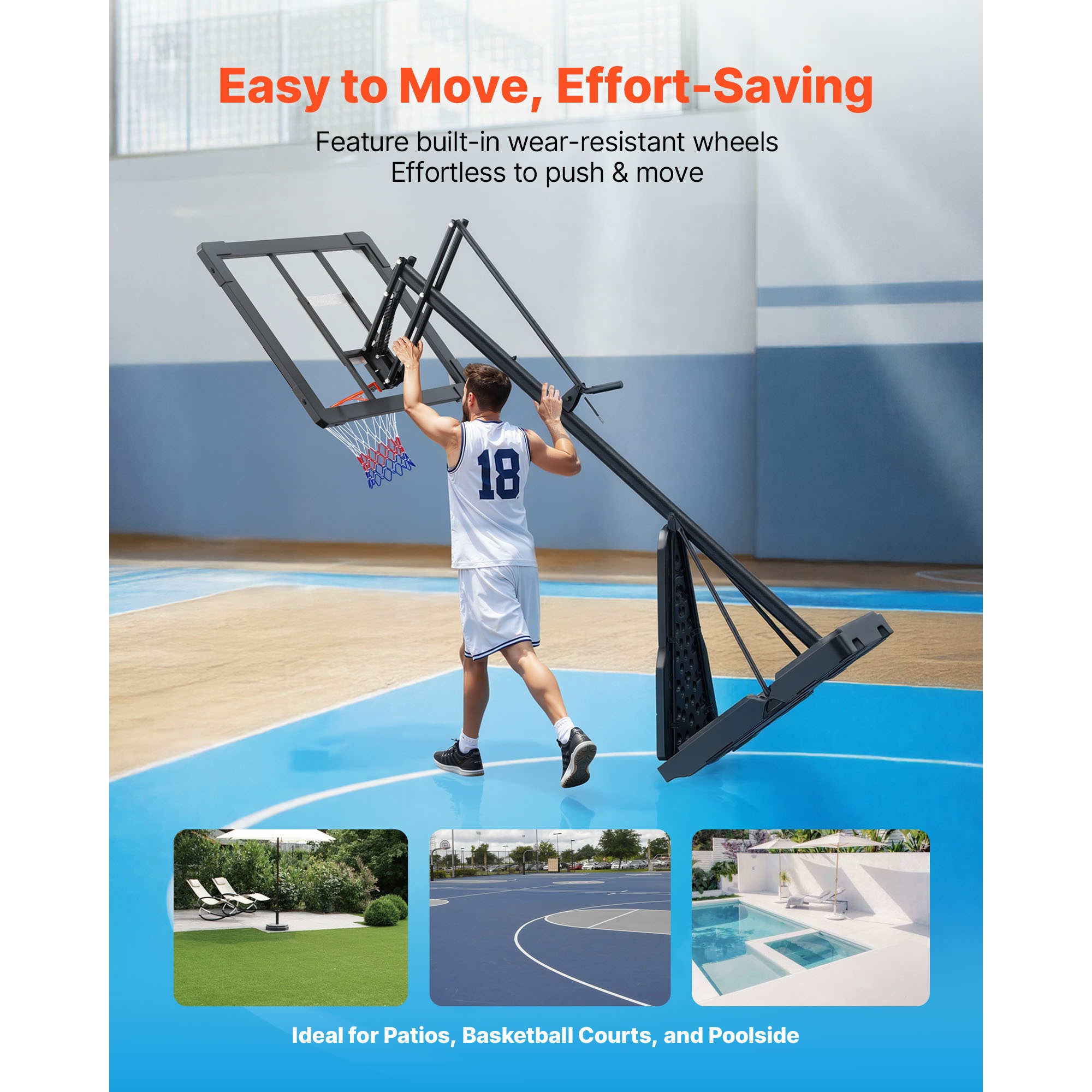 Portable Basketball Stand With Adjustable Height For Adults Kids_voghion.com